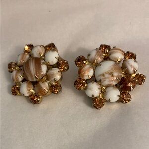 1950’s Elegant Gold and Brown Clip-On Earrings